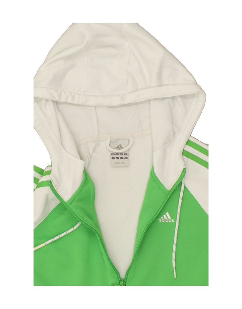 ADIDAS Womens Zip Hoodie Sweater UK 12 Medium  Green Colourblock Polyester | Vintage Adidas | Thrift | Second-Hand Adidas | Used Clothing | Messina Hembry 
