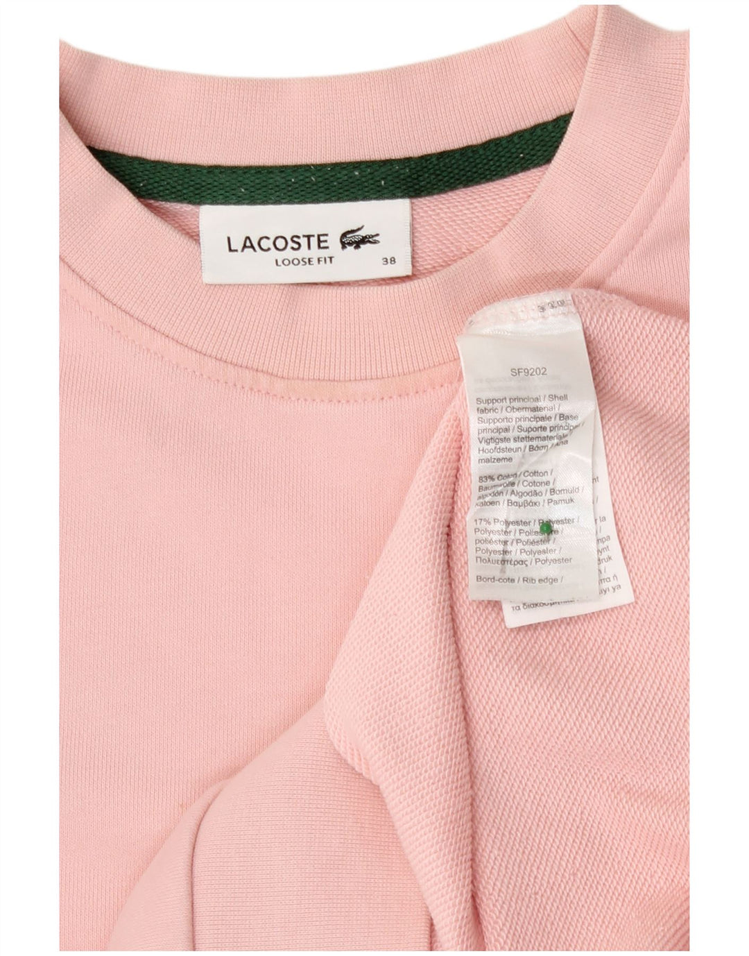 Lacoste Womens Loose Fit Sweatshirt Jumper Size 38 Medium Pink