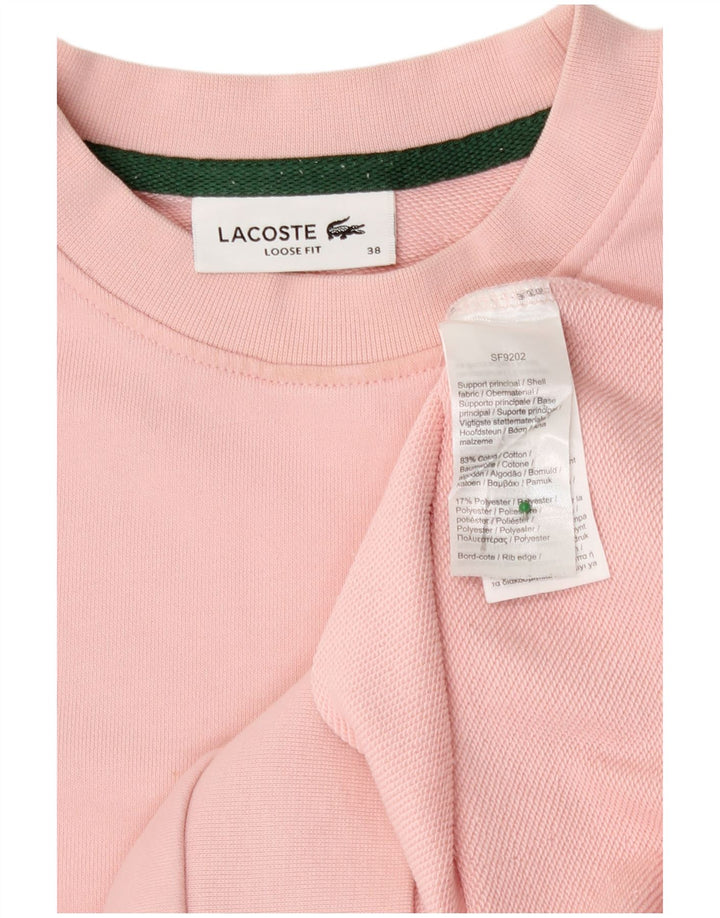 Lacoste Womens Loose Fit Sweatshirt Jumper Size 38 Medium Pink