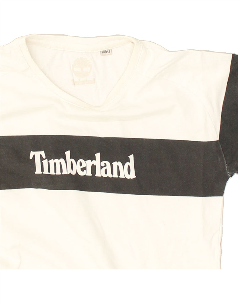 TIMBERLAND Boys Graphic T-Shirt Top 9-10 Years White Cotton | Vintage Timberland | Thrift | Second-Hand Timberland | Used Clothing | Messina Hembry 