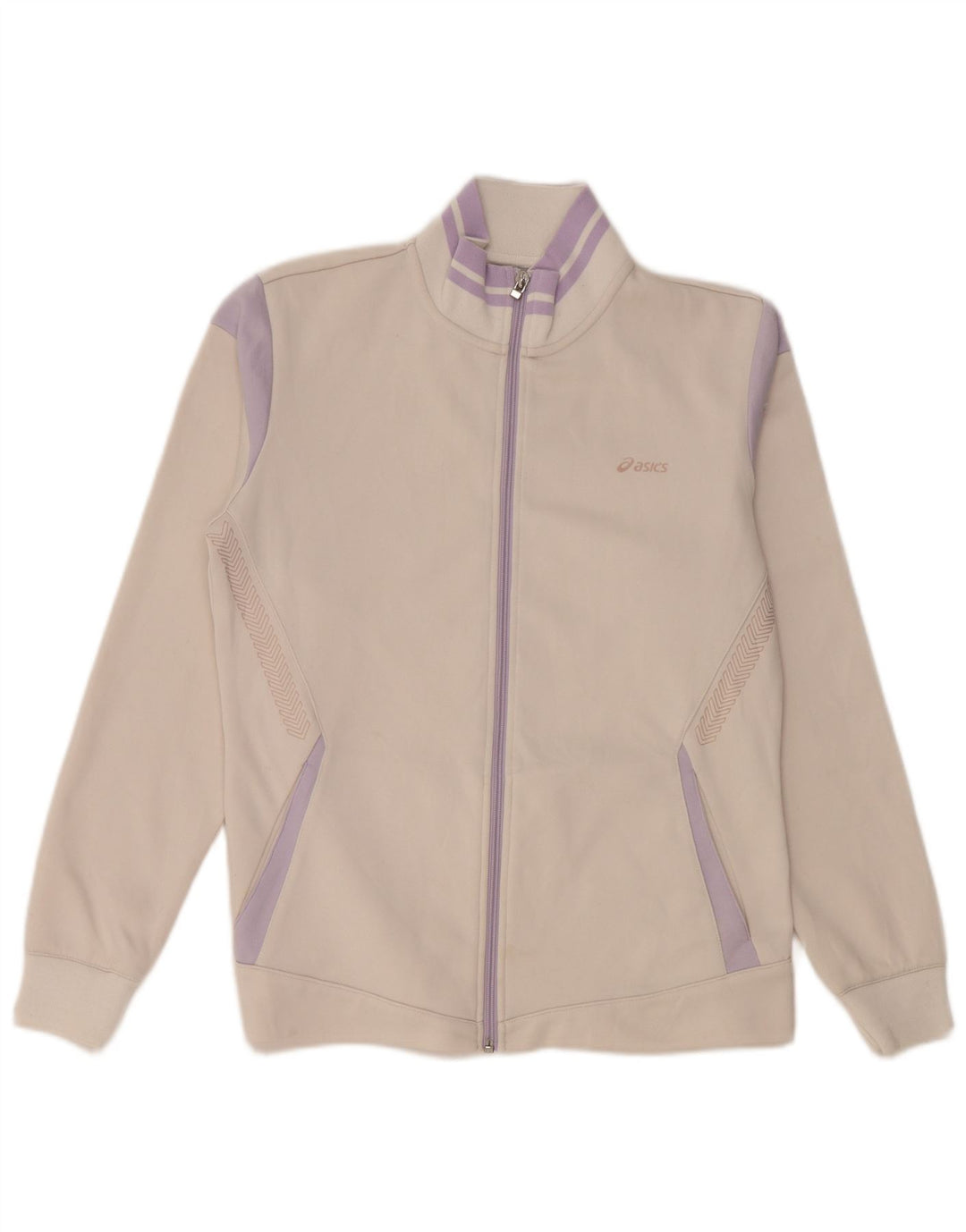 ASICS Womens Tracksuit Top Jacket UK 14 Medium White Colourblock