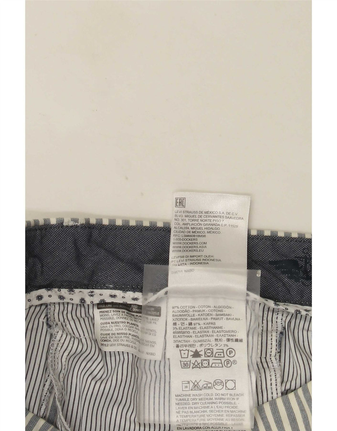 Dockers Mens Chino Shorts W32 Large Grey Striped Cotton