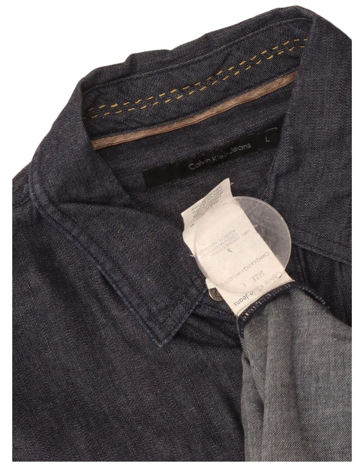 Calvin Klein Jeans Mens Shirt Large Navy Blue Cotton