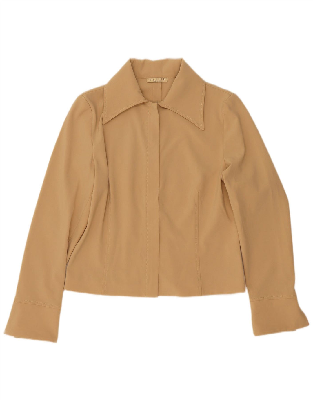 Vintage Womens Bomber Jacket IT 46 Large Beige Polyester