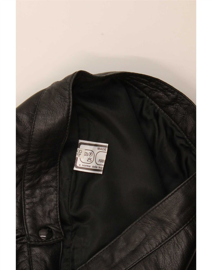 Vintage Womens Mini Leather Skirt W30 Medium Black