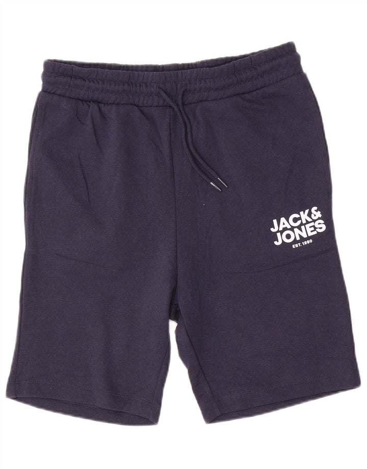 Jack & Jones Mens Graphic Sport Shorts Small  Navy Blue Cotton