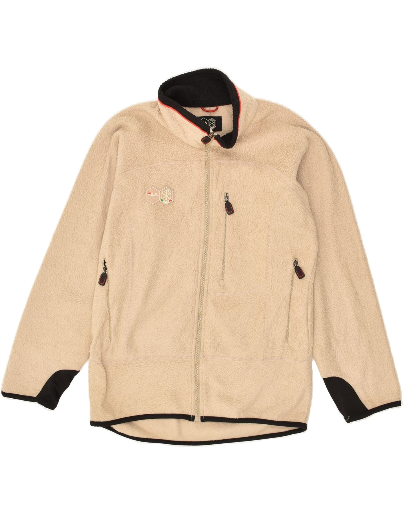 FILA Mens Fleece Jacket UK 36 Small Beige Polyester