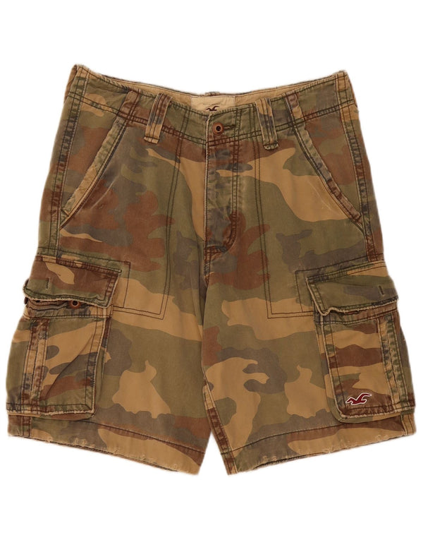 Hollister Mens Cargo Shorts W30 Medium Khaki Camouflage Cotton