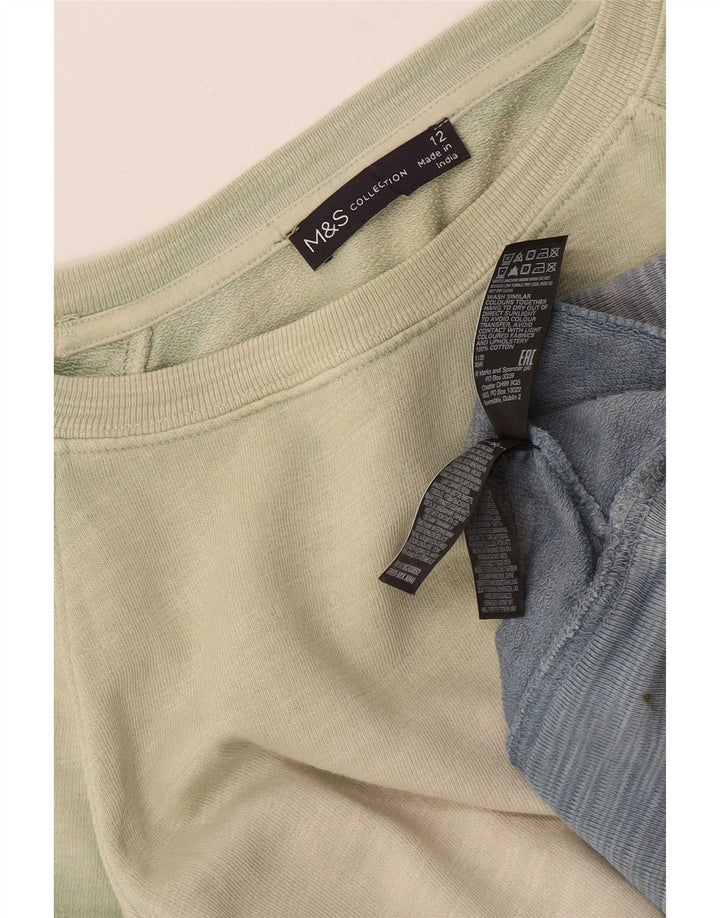 Marks & Spencer Womens Sweatshirt Jumper UK 12 Medium Green Colourblock