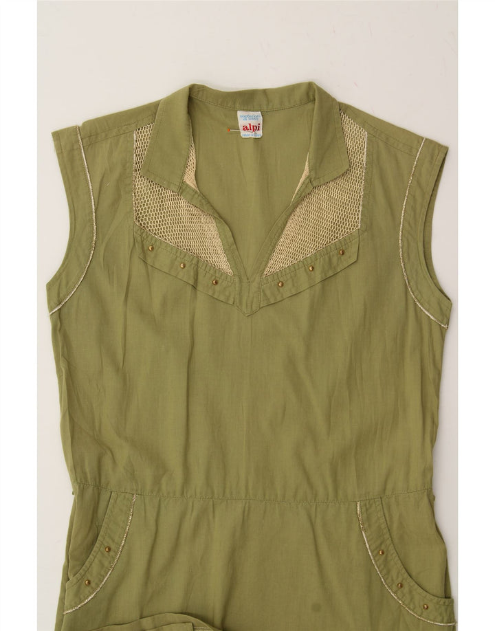 VINTAGE Womens Sleeveless A-Line Dress UK 12 Medium Green Vintage Vintage and Second-Hand Vintage from Messina Hembry 