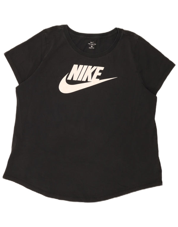 Nike Womens Graphic T-Shirt Top UK 18 XL Black Cotton