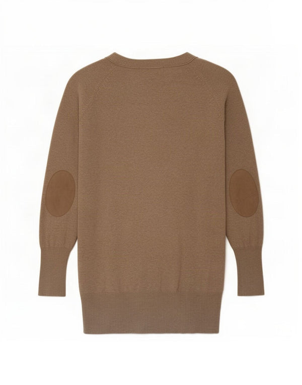 Zara Womens Longline Cardigan Sweater UK 14 Large Beige Cotton