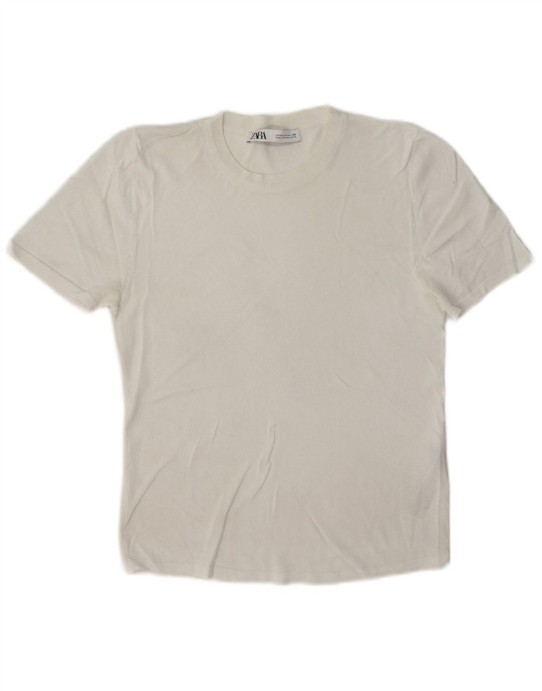 Zara Womens T-Shirt Top UK 12 Medium White Viscose