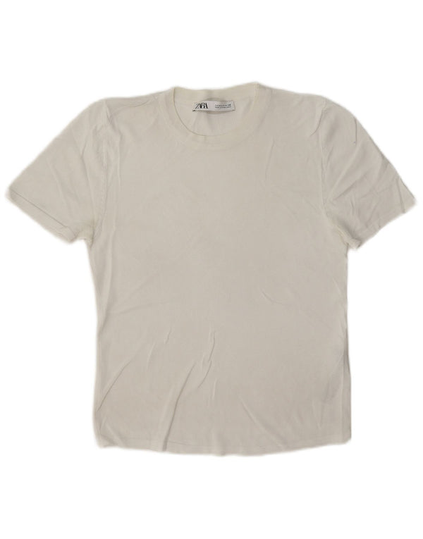 Zara Womens T-Shirt Top UK 12 Medium White Viscose