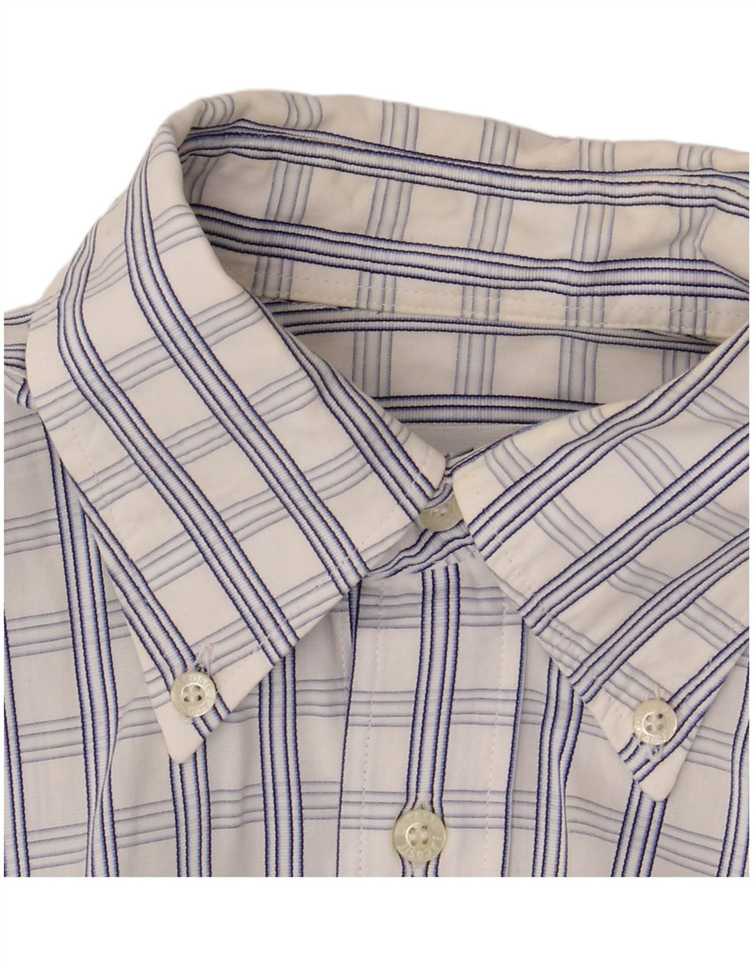 Lacoste Mens Short Sleeve Shirt Size 39 Medium White Check Cotton