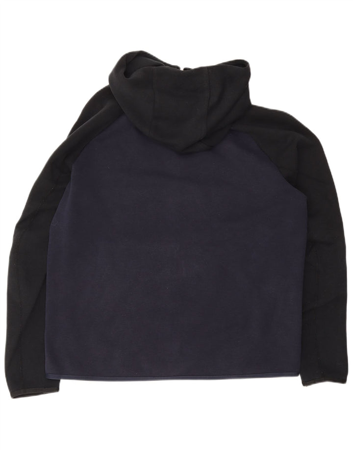 NIKE Mens Zip Hoodie Sweater Large Navy Blue Colourblock Cotton
