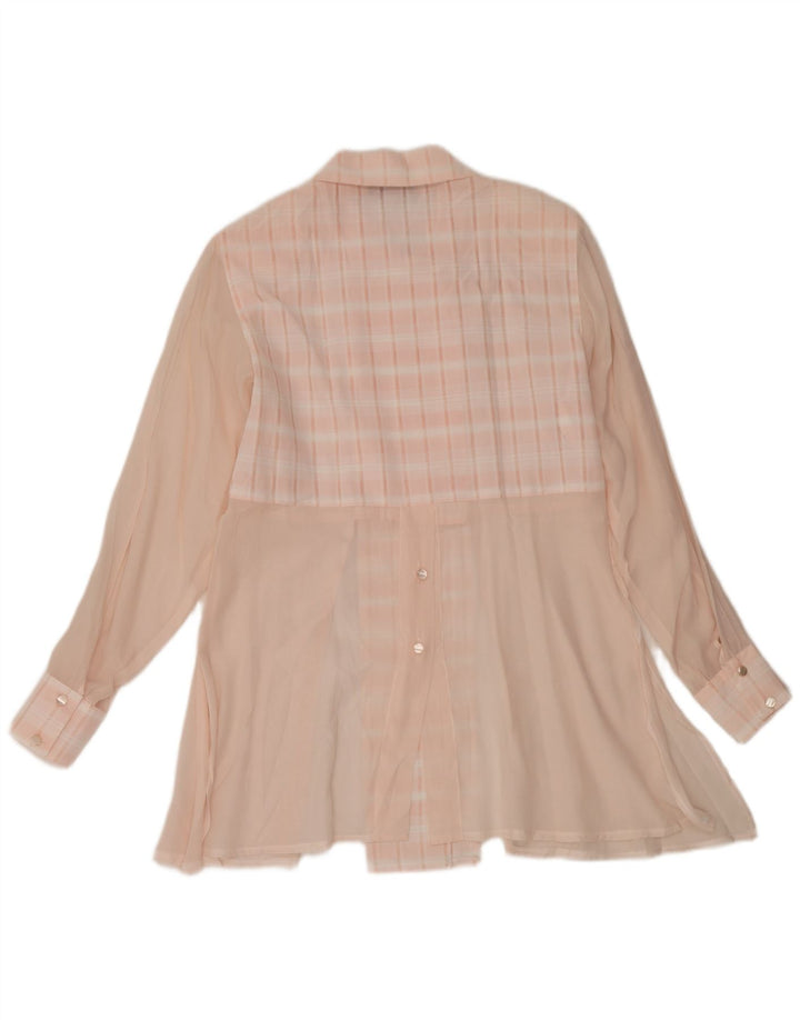 Vintage Womens Shirt Dress UK 12 Medium Pink Check Viscose