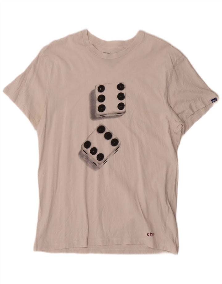 Vans Mens Custom Fit Graphic T-Shirt Top Large White Cotton