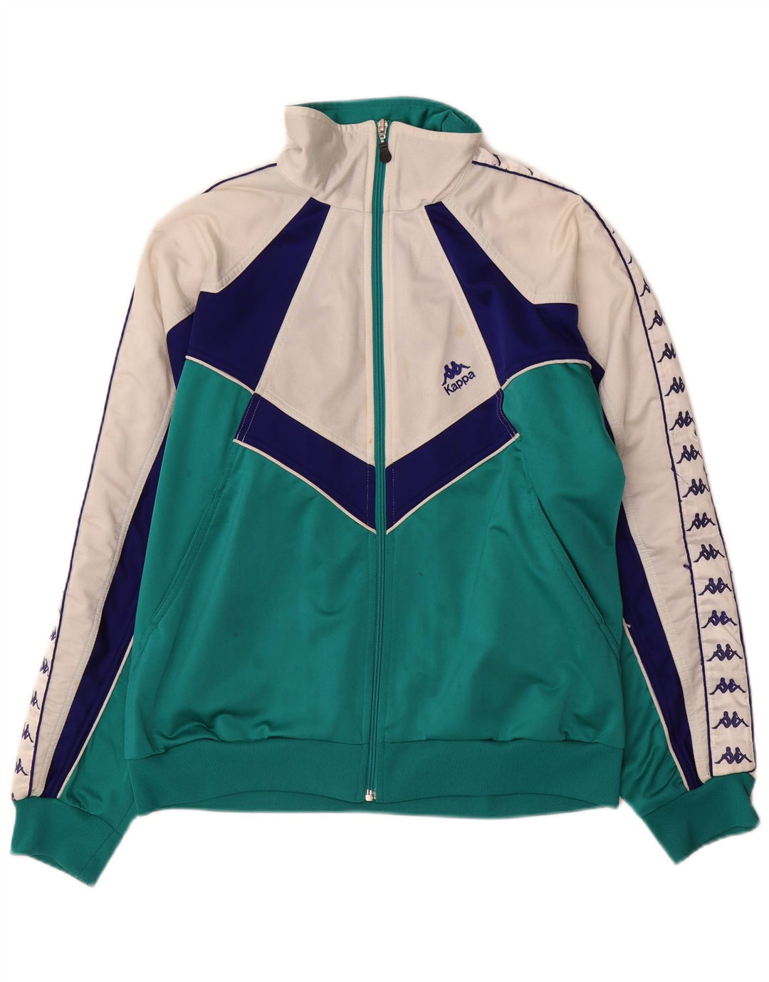 Kappa Mens Graphic Tracksuit Top Jacket Large Green Colourblock