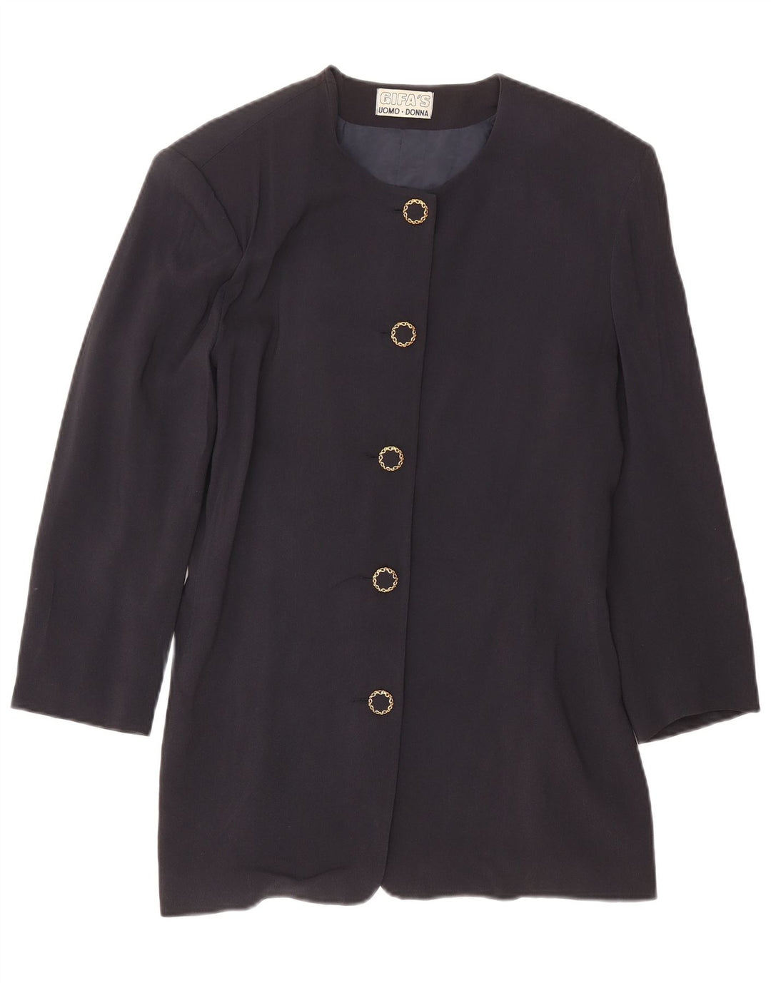 Vintage Womens Longline 5 Button Blazer Jacket IT 46 Large Navy Blue