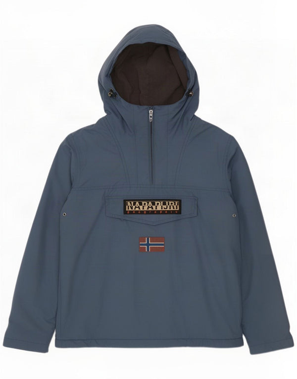 Napapijri Mens Geographic Graphic Hooded Anorak Jacket UK 44 2XL Blue