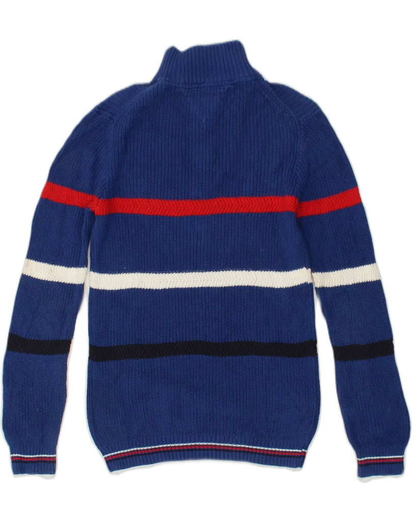 TOMMY HILFIGER Girls Zip Neck Jumper Sweater 15-16 Years XL Blue Striped | Vintage Tommy Hilfiger | Thrift | Second-Hand Tommy Hilfiger | Used Clothing | Messina Hembry 