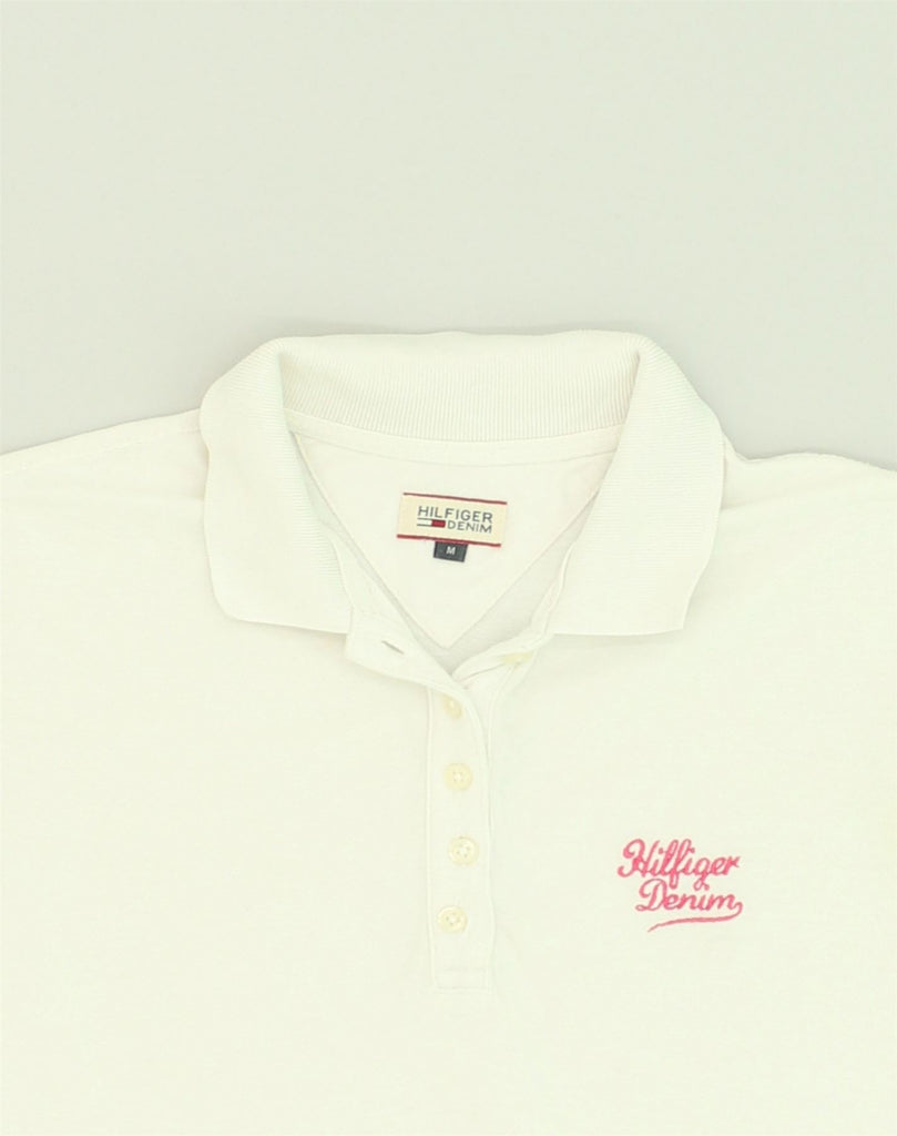 TOMMY HILFIGER Womens Polo Shirt UK 12 Medium White Cotton | Vintage Tommy Hilfiger | Thrift | Second-Hand Tommy Hilfiger | Used Clothing | Messina Hembry 