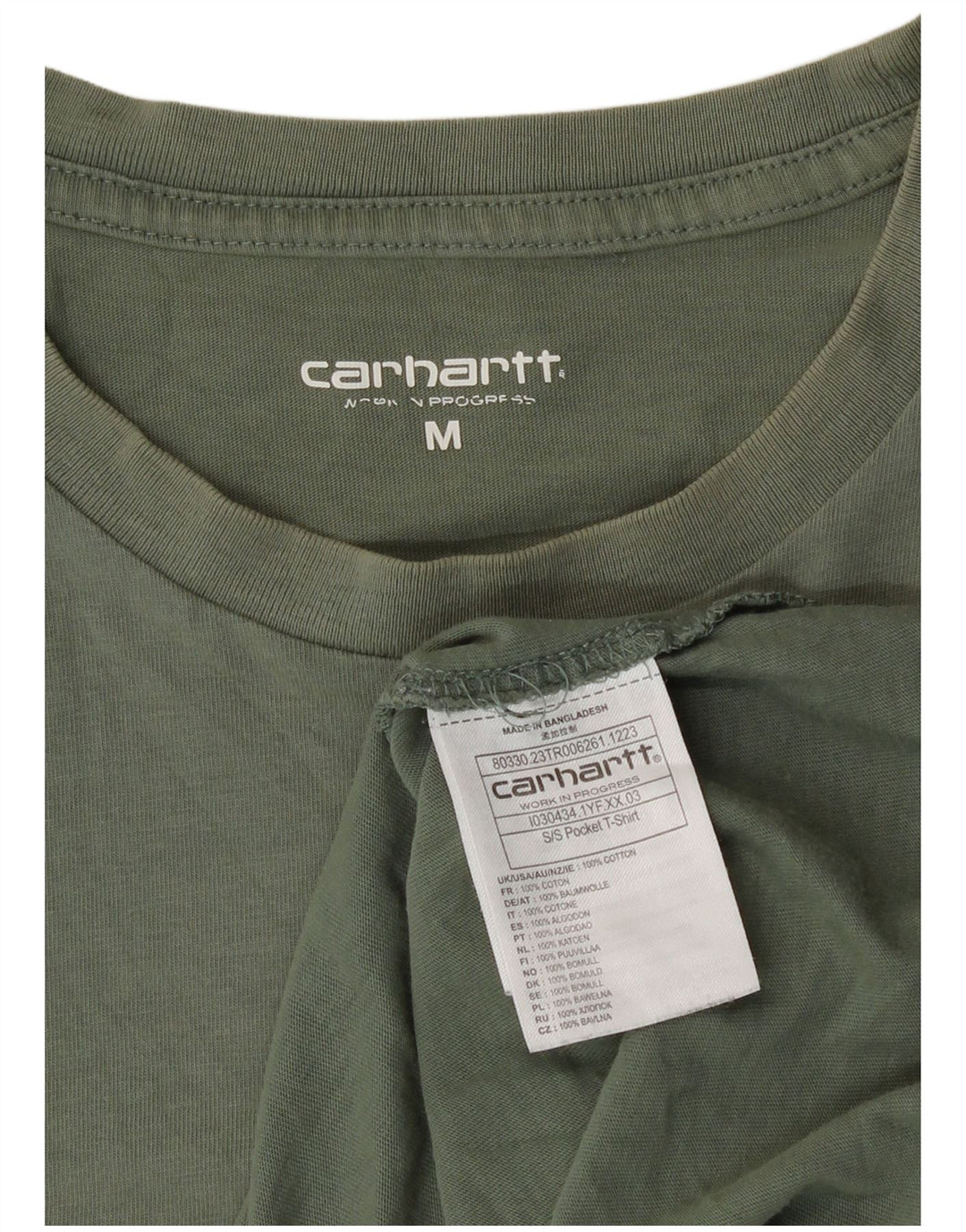 Carhartt Mens T-Shirt Top Medium Green Cotton