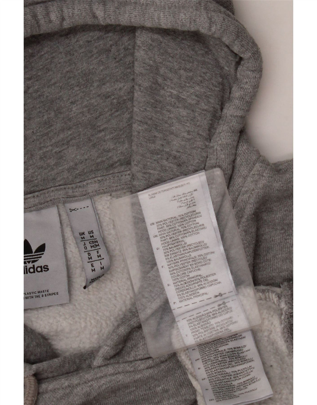ADIDAS Mens Hoodie Jumper Medium Grey Flecked Cotton