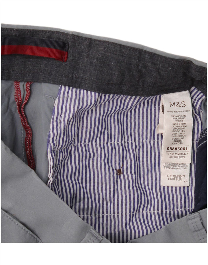 Marks & Spencer Mens Straight Suit Trousers W32 L29 Blue Cotton
