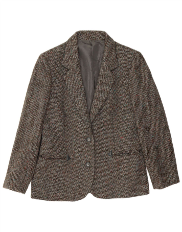 LANIFICO CAMPORE Womens 2 Button Blazer Jacket IT 44 Medium Brown Chevron