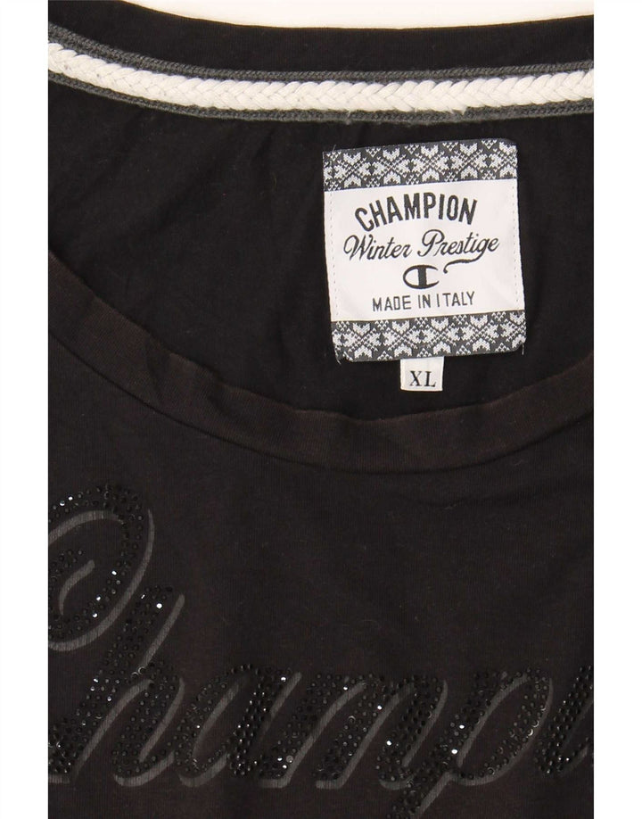 Champion Womens Graphic Top Long Sleeve UK 18 XL Black