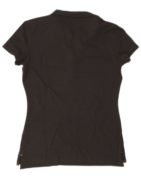 Tommy Hilfiger Womens Slim Fit Polo Shirt UK 12 Medium Black Cotton