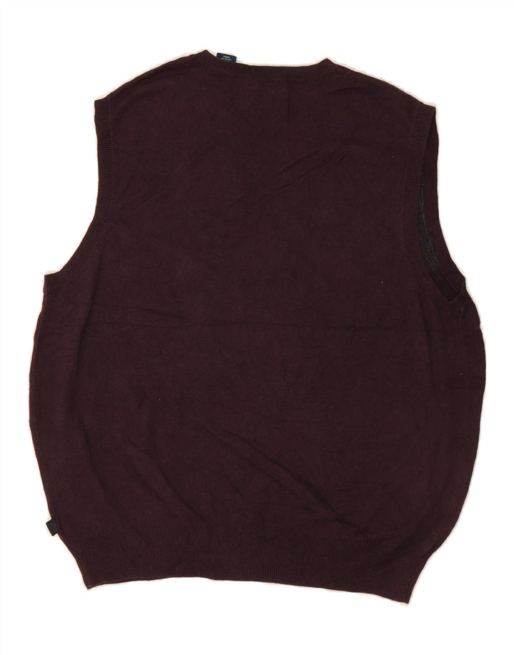 IZOD Mens Vest Tank Top Large Burgundy Argyle/Diamond Acrylic Vintage Izod and Second-Hand Izod from Messina Hembry 