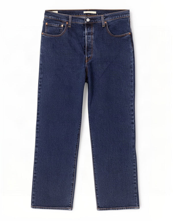 Levi's Womens Ribcage High Waist Straight Jeans W32 L29 Navy Blue Cotton
