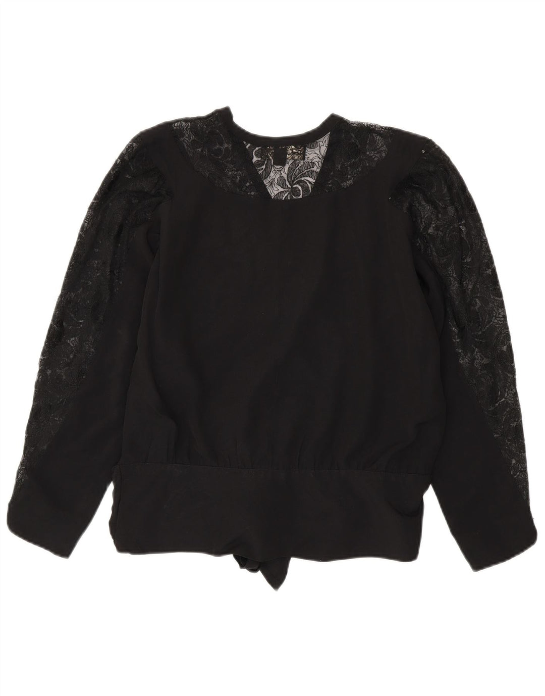 Superior Womens Long Sleeve Blouse Top EU 40 Medium Black Viscose