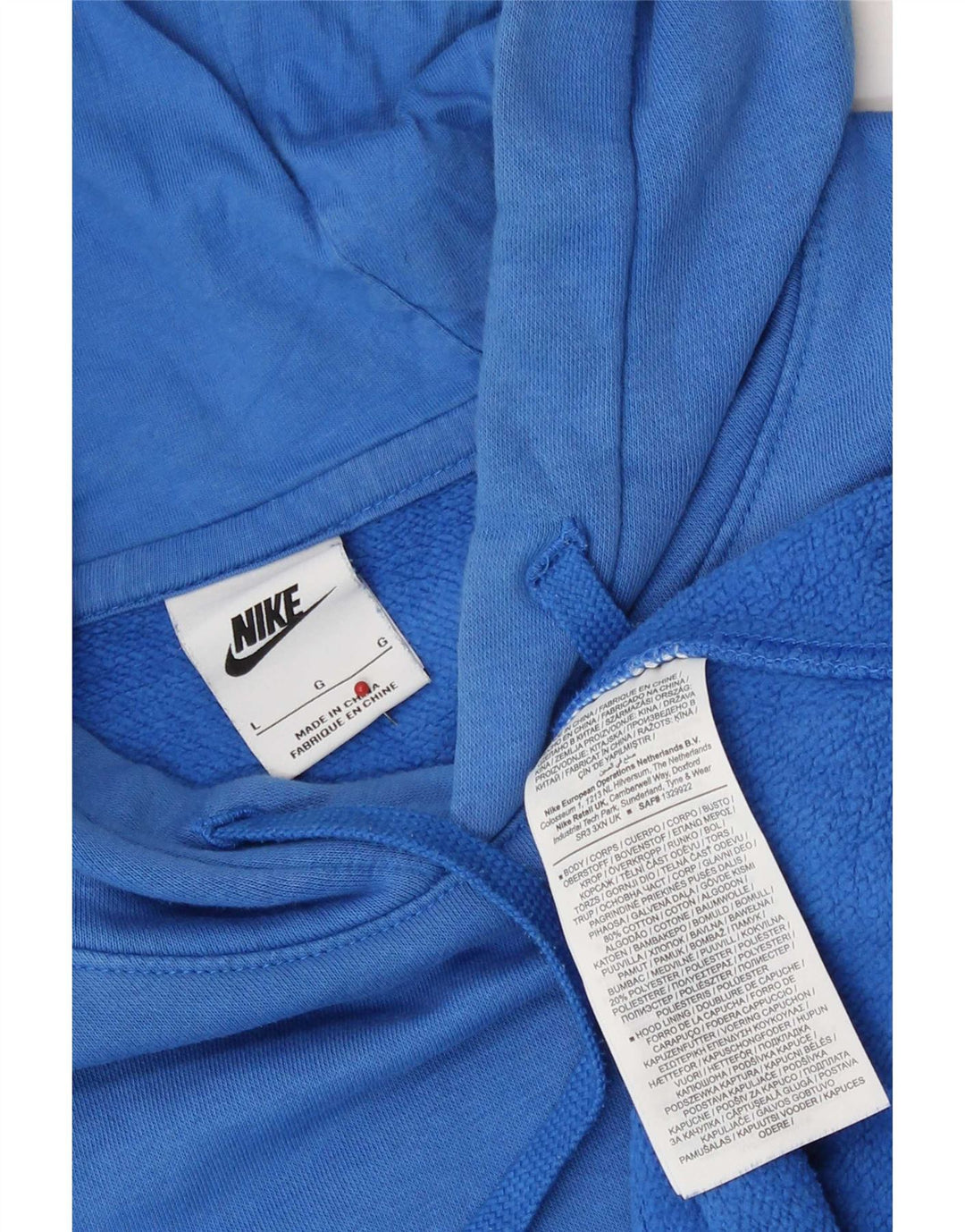 Nike Mens Hoodie Jumper Large Blue Cotton