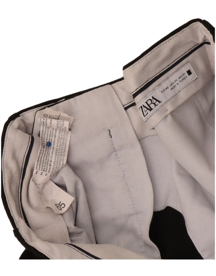 Zara Mens Slim Suit Trousers EU 40 Medium W31 L27 Black Polyester