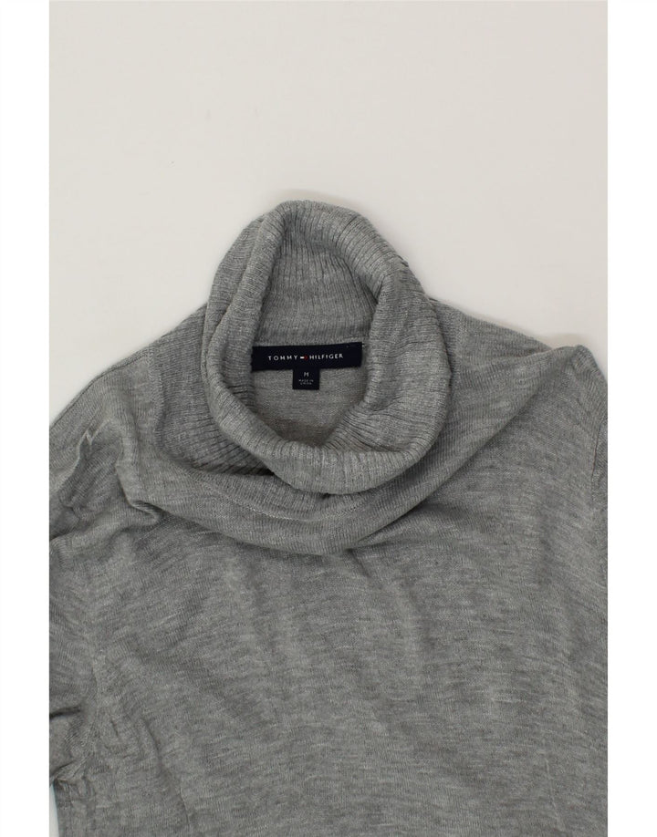 TOMMY HILFIGER Womens Longline Roll Neck Jumper Sweater UK 12 Medium Grey Vintage Tommy Hilfiger and Second-Hand Tommy Hilfiger from Messina Hembry 