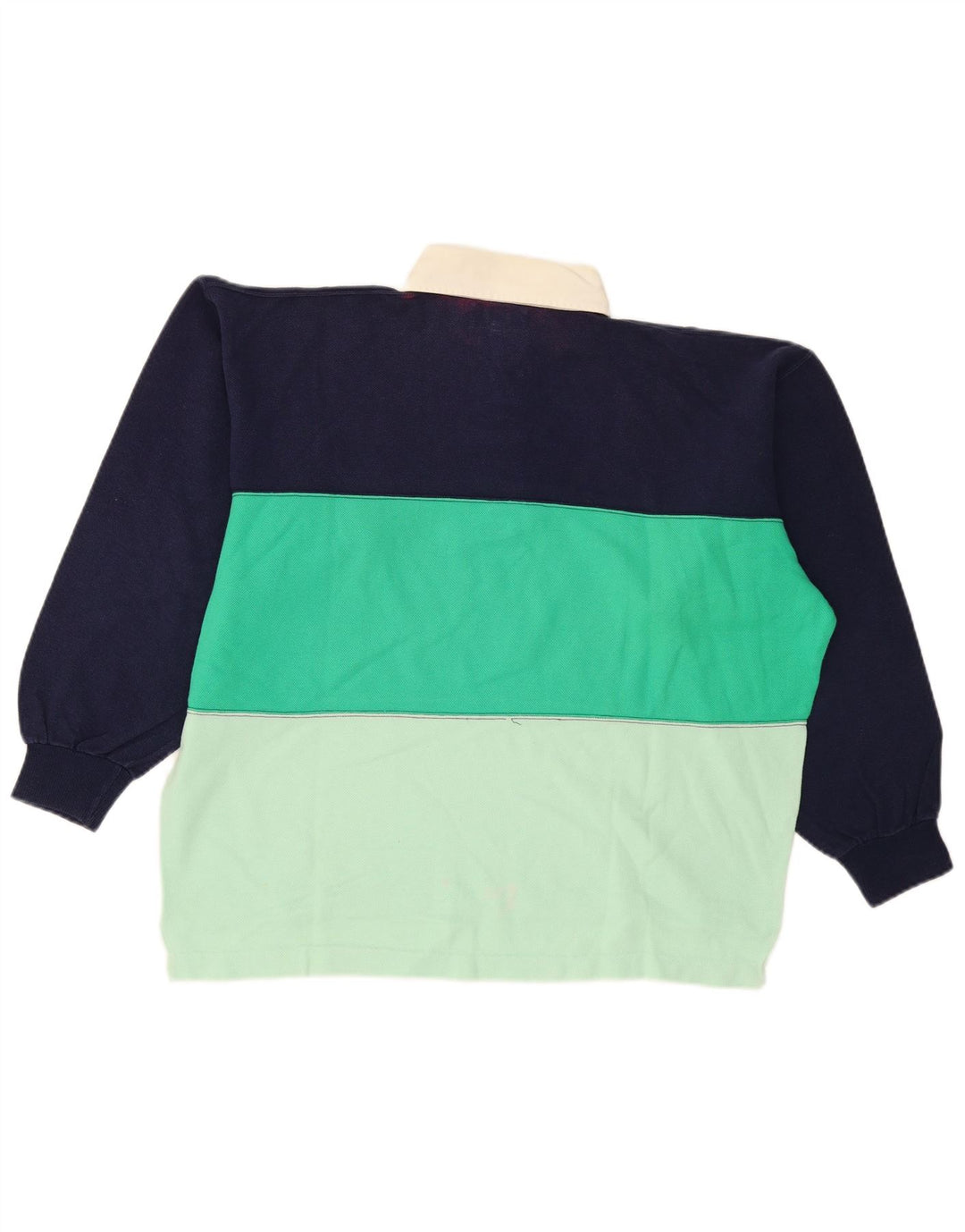 Vintage Mens Polo Neck Sweatshirt Jumper Large Multicoloured Colourblock
