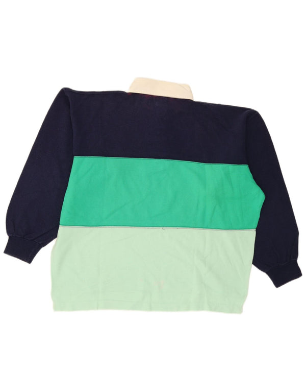 Vintage Mens Polo Neck Sweatshirt Jumper Large Multicoloured Colourblock