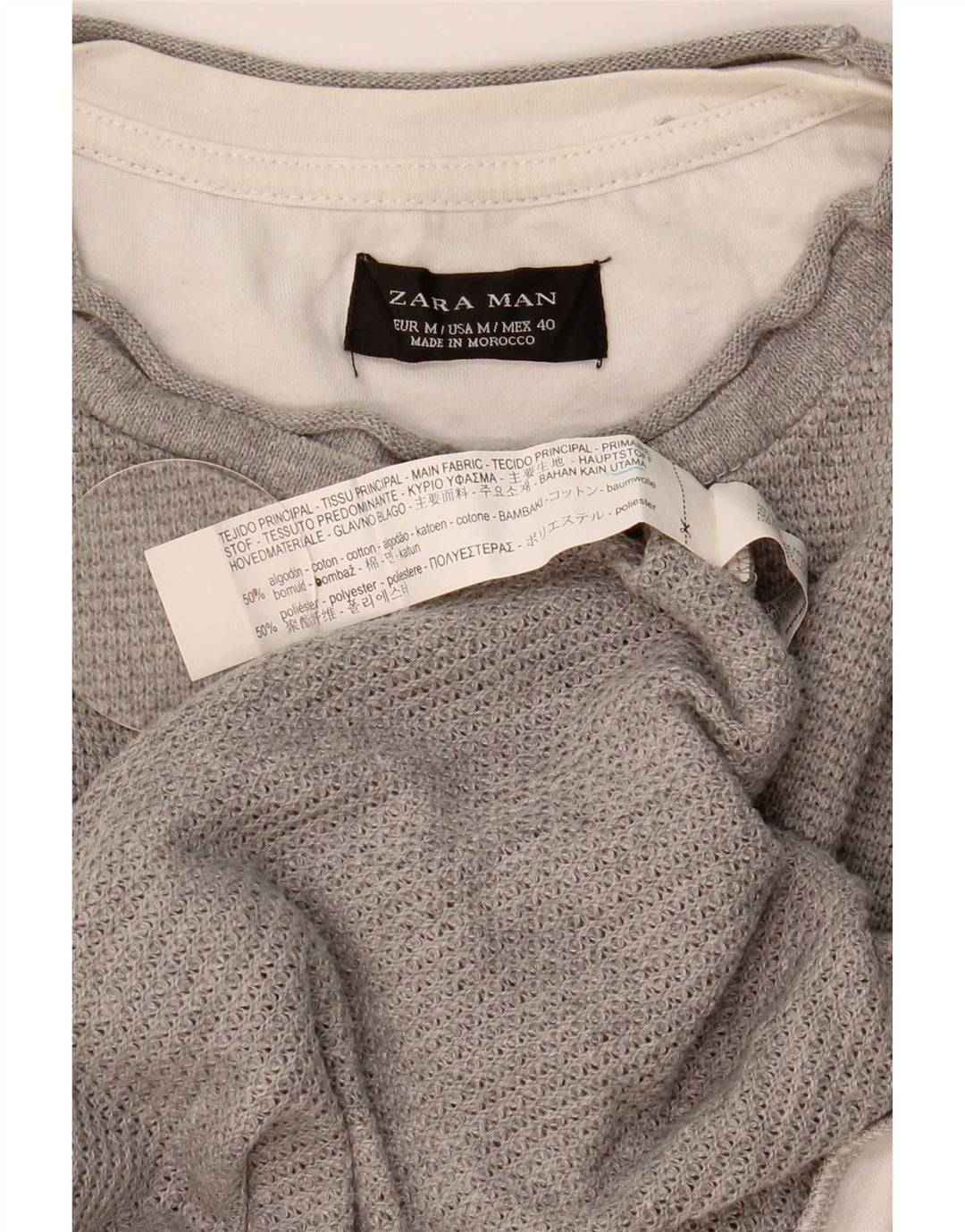 Zara Mens T-Shirt Top Medium Grey Cotton