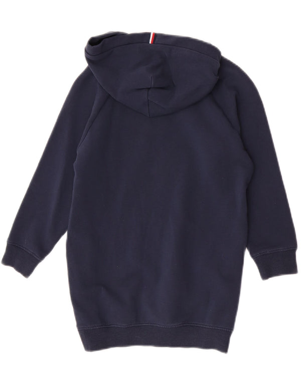 Tommy Hilfiger Girls Graphic Hooded Jumper Dress 4-5 Years Navy Blue Cotton