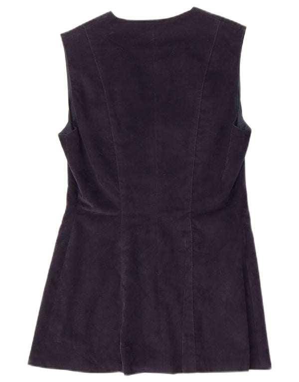 Vintage Womens Longline Waistcoat UK 10 Small Navy Blue