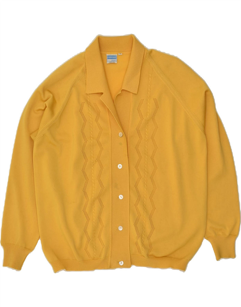 TREVIRA Womens Cardigan Sweater IT 48 XL Yellow Polyester | Vintage Trevira | Thrift | Second-Hand Trevira | Used Clothing | Messina Hembry 