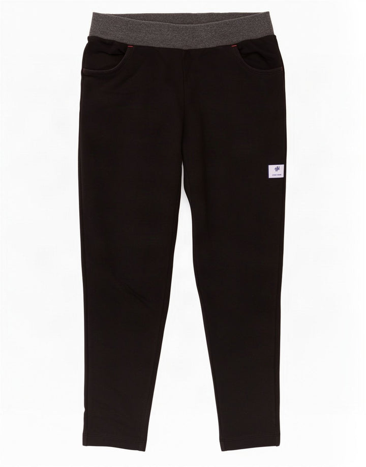 Champion Womens Crop Tracksuit Trousers UK 12 Medium Black Colourblock