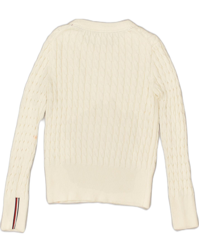 TOMMY HILFIGER Womens Crew Neck Jumper Sweater UK 10 Small Off White | Vintage Tommy Hilfiger | Thrift | Second-Hand Tommy Hilfiger | Used Clothing | Messina Hembry 