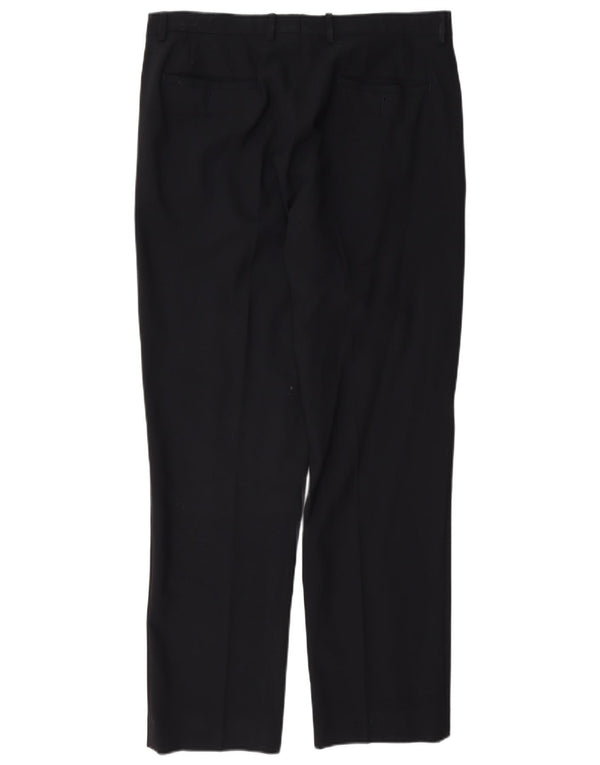 Calvin Klein Mens Straight Chino Trousers W32 L30 Navy Blue Wool