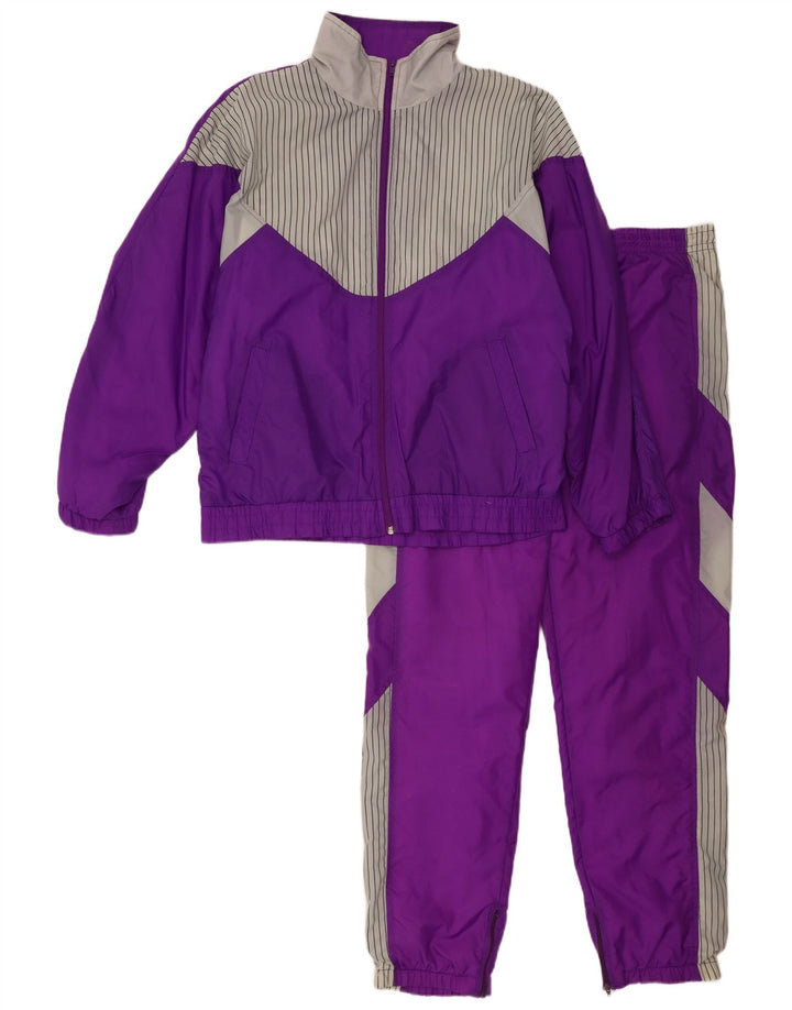 Vintage Womens Full Tracksuit EU 42 Large  Purple Striped Polyamide