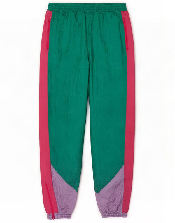 Vintage Womens Tracksuit Trousers Joggers Large Green Colourblock Retro